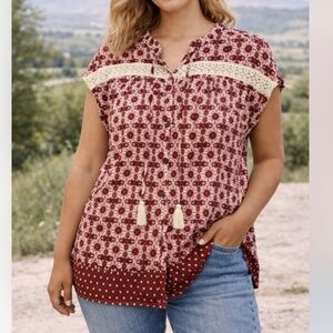 Easel| Drapey Relaxed Tasseled *Fits Wmns XL (Tag Says M) Boho Comfort Resort